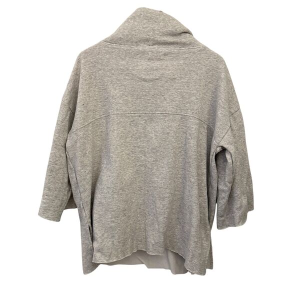 UGG Light Grey Fleece Lined Cowl Neck Drawstring Sweatshirt 3/4 Sleeves Size M/L - Picture 2 of 8